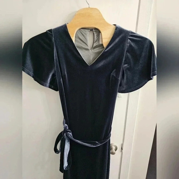 Revelry Reese Velvet‎ Maxi Dress Slate Blue Wedding Size Medium - Picture 3 of 7